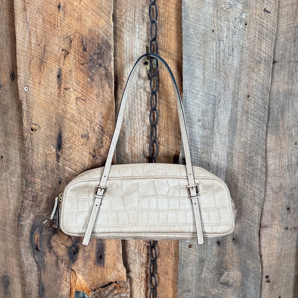 H&M Cream Crocodile-Embossed Shoulder Bag
